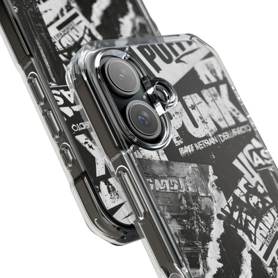 Underground Punk Collage · Clear Impact Magnetic Phone Case for iPhone · Black