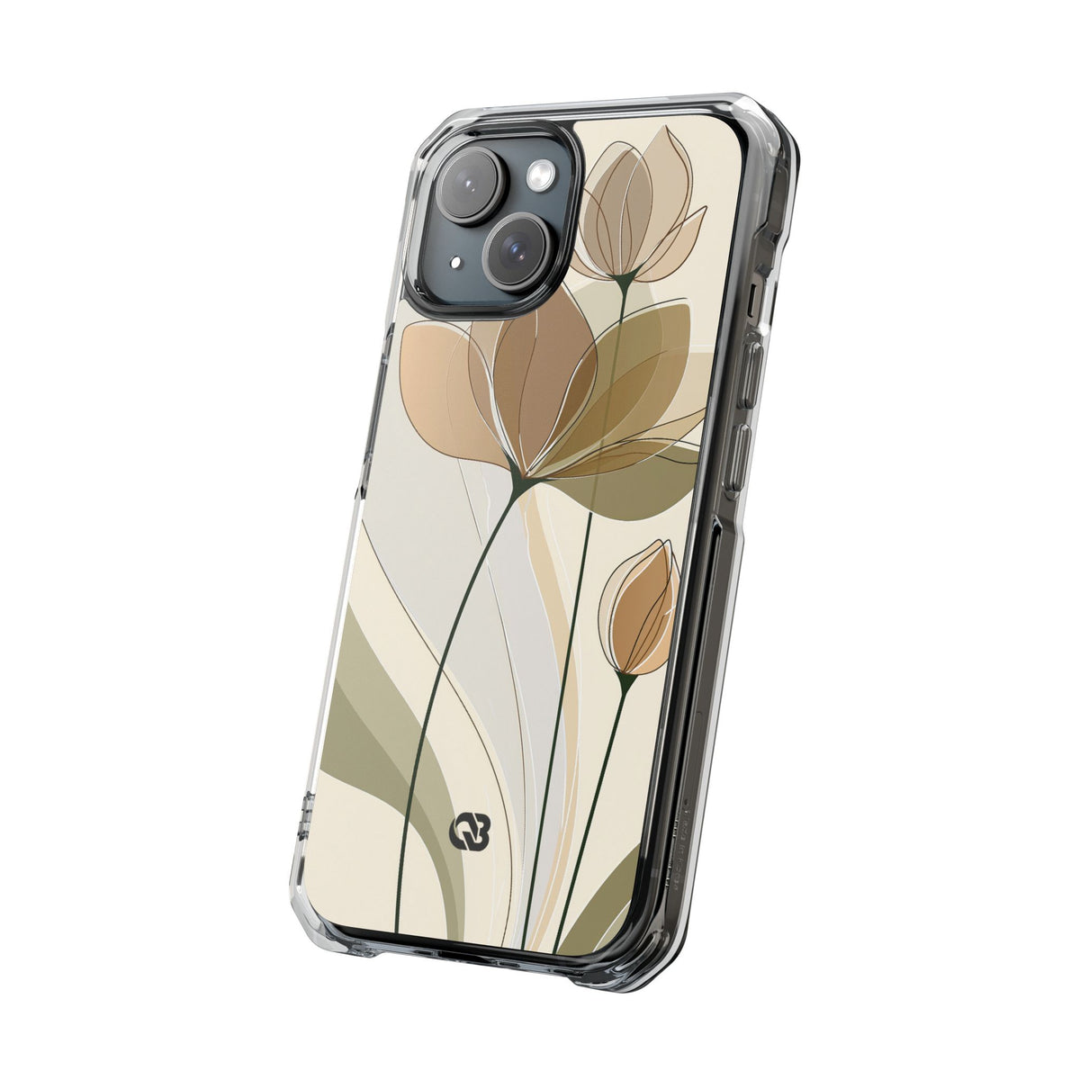Translucent Petal Contour · Clear Impact Magnetic Phone Case for iPhone ·  Beige