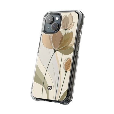 Translucent Petal Contour · Clear Impact Magnetic Phone Case for iPhone ·  Beige