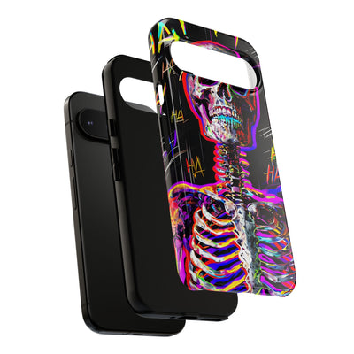 Neon Glitch Skeleton · Tough Handyhülle für Google Pixel