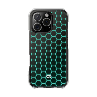 Neon Hex Spectrum · Clear Impact Magnetic Phone Case for iPhone · Teal
