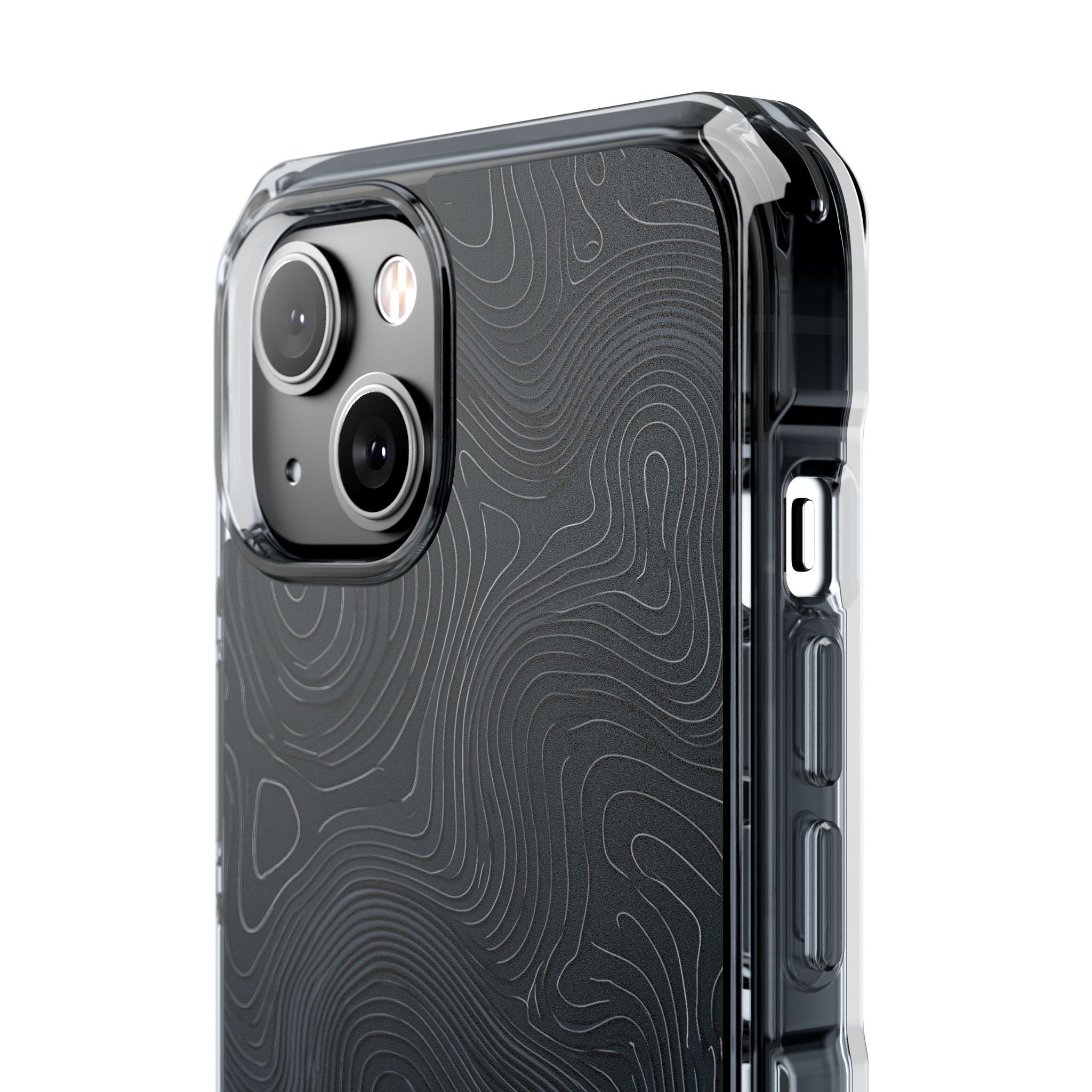 Black Impact MagSafe Phone Case for iPhone - Obsidian Ridge Topo