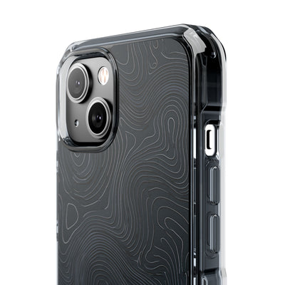 Black Impact MagSafe Phone Case for iPhone - Obsidian Ridge Topo