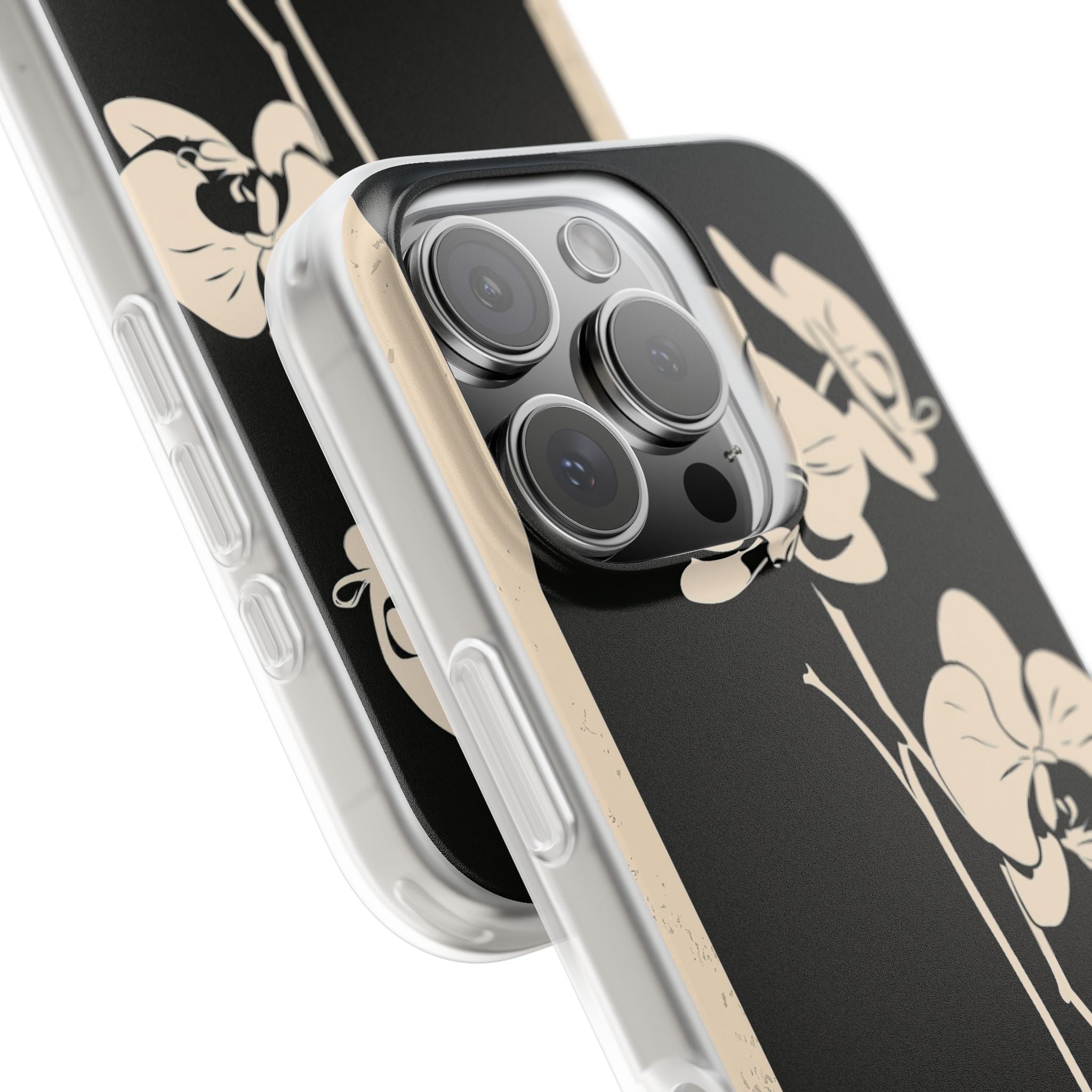 Black Lite Phone Case for iPhone - Obsidian Bone Orchid