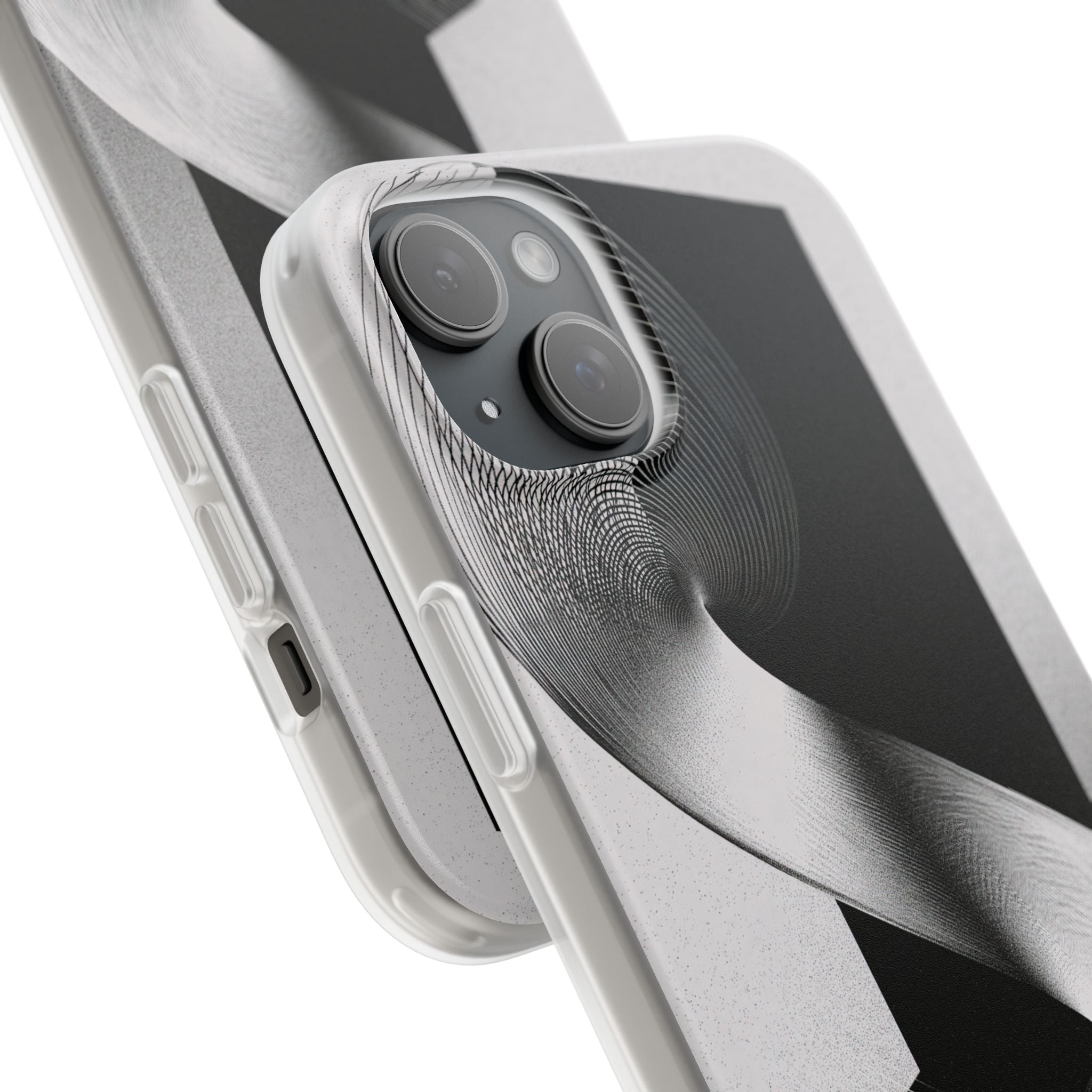 Grey Lite Phone Case for iPhone - Obsidian Moiré Wave