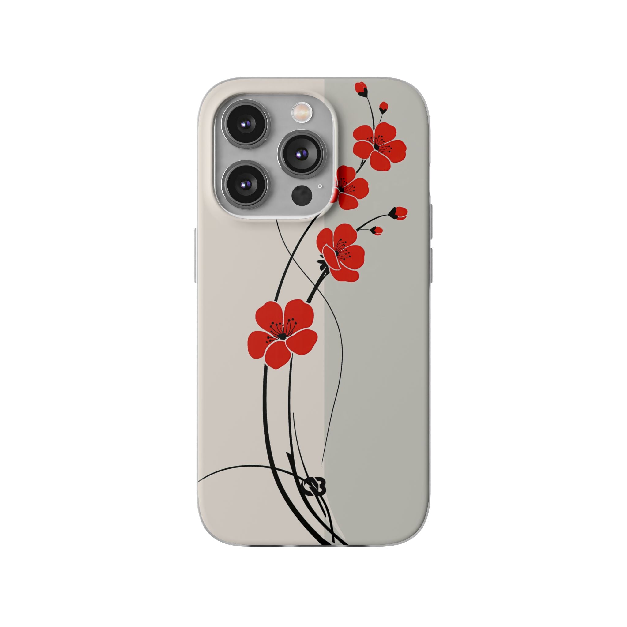 Beige Lite Phone Case for iPhone - Scarlet Ink Petals