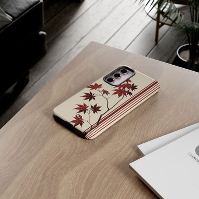 Red Tough Phone Case for Samsung - Crimson Momiji Stripe