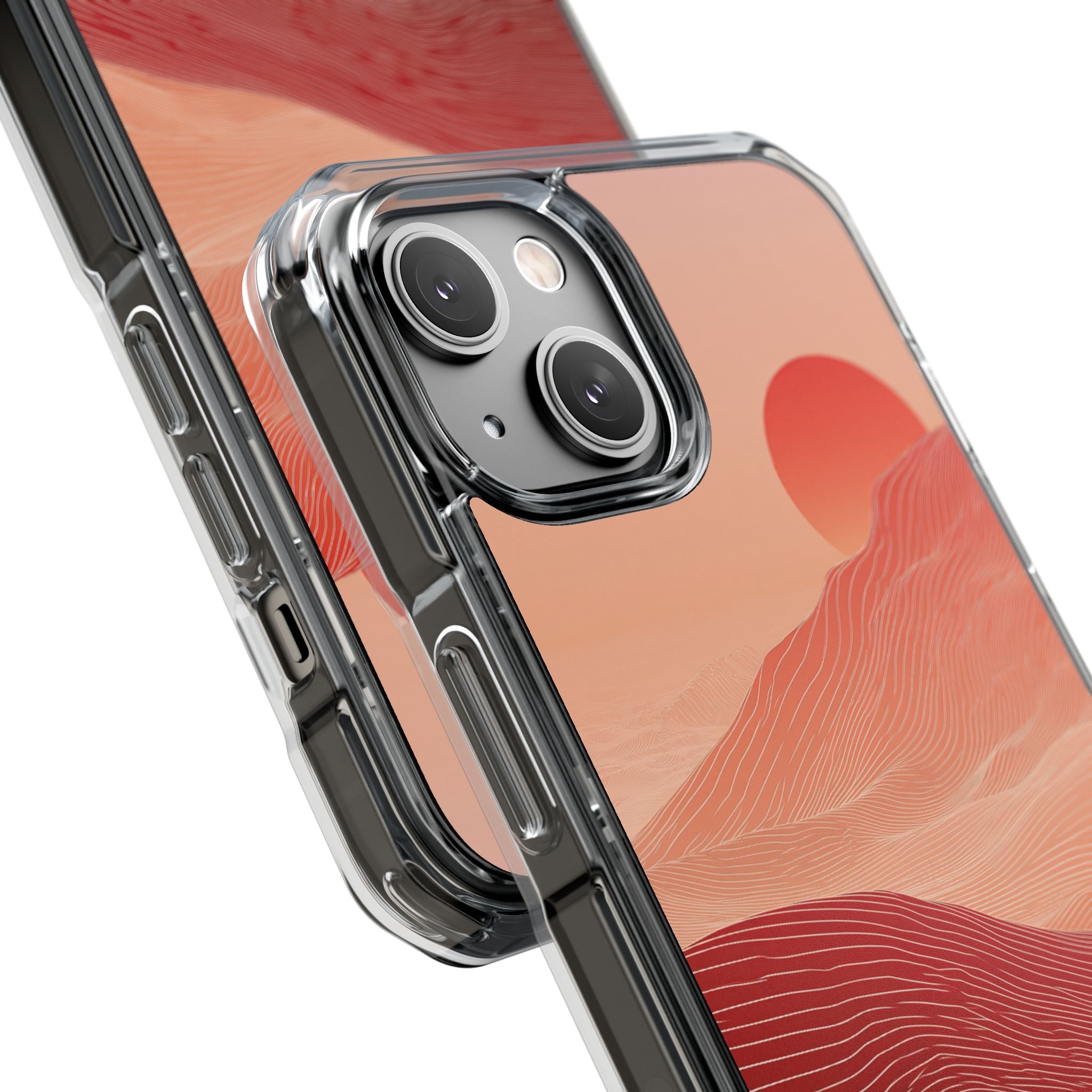 Red Impact MagSafe Phone Case for iPhone - Crimson Ridge Lines