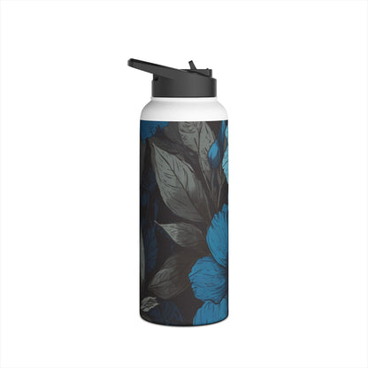 Blue Petal Bloom - Stainless Steel Water Bottle