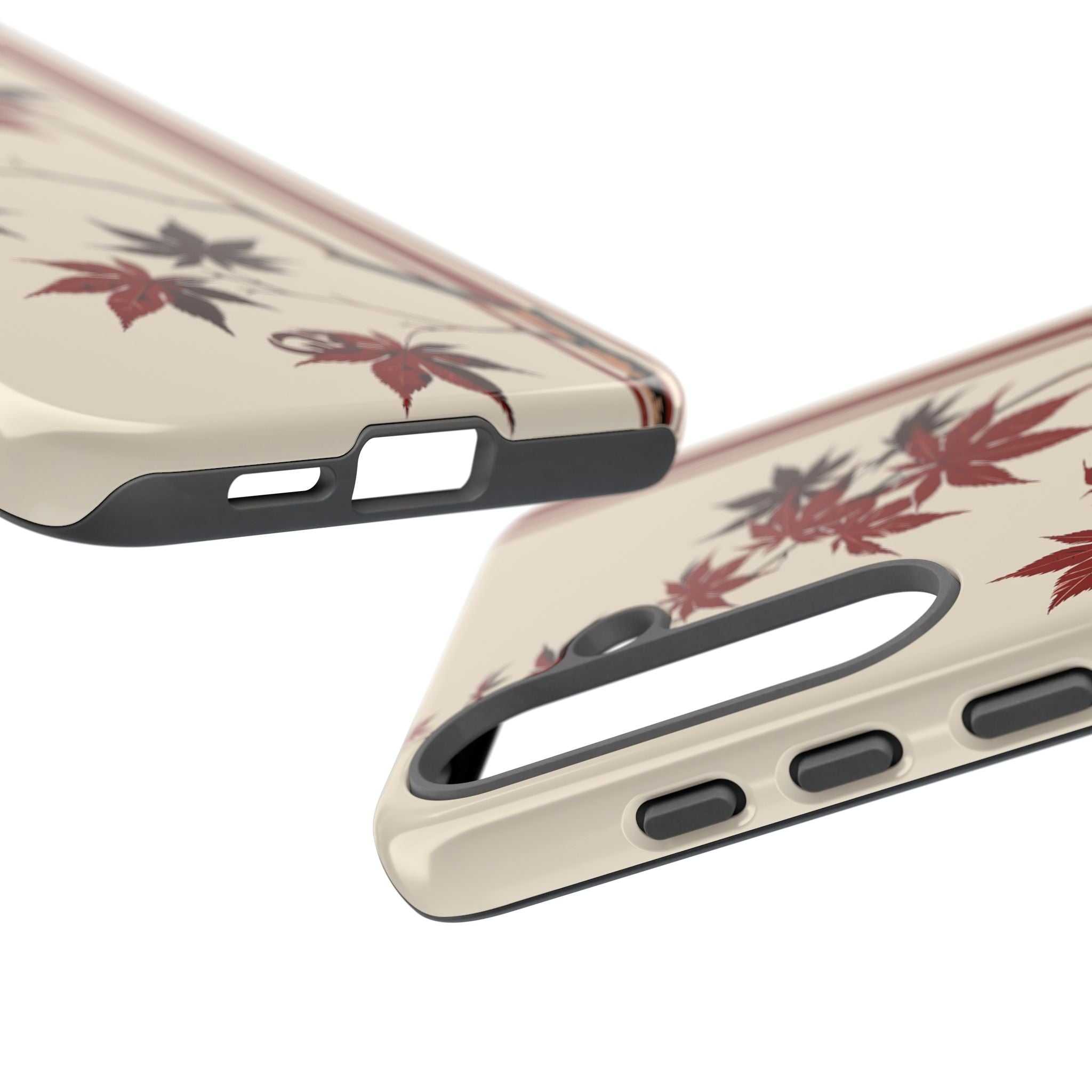 Red Tough Phone Case for Samsung - Crimson Momiji Stripe