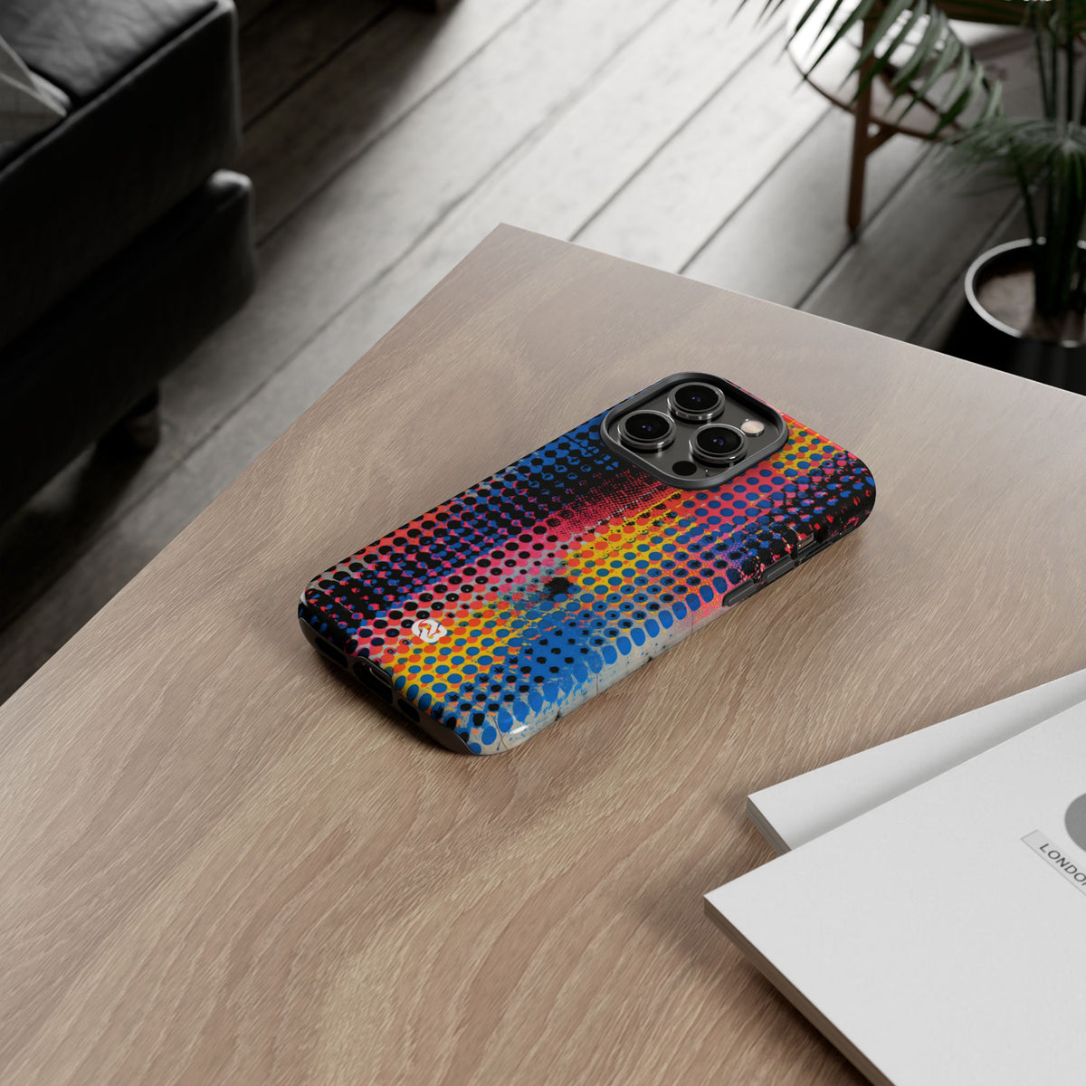 Chromatic Halftone Grid · Tough Phone Case for iPhone · Blue