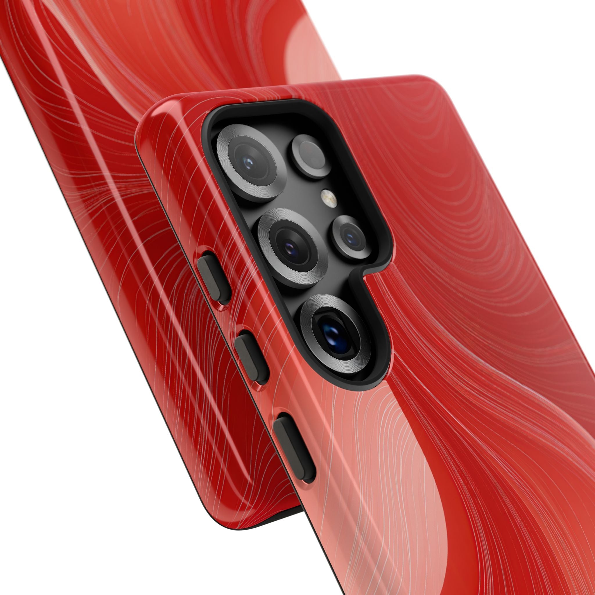 Red Tough Phone Case for Samsung - Crimson Silk Strands