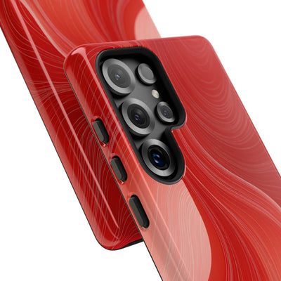 Red Tough Phone Case for Samsung - Crimson Silk Strands