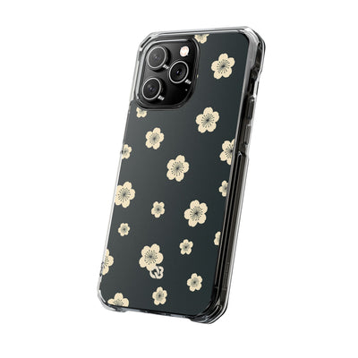 Teal Impact MagSafe Phone Case for iPhone - Obsidian Cream Petals