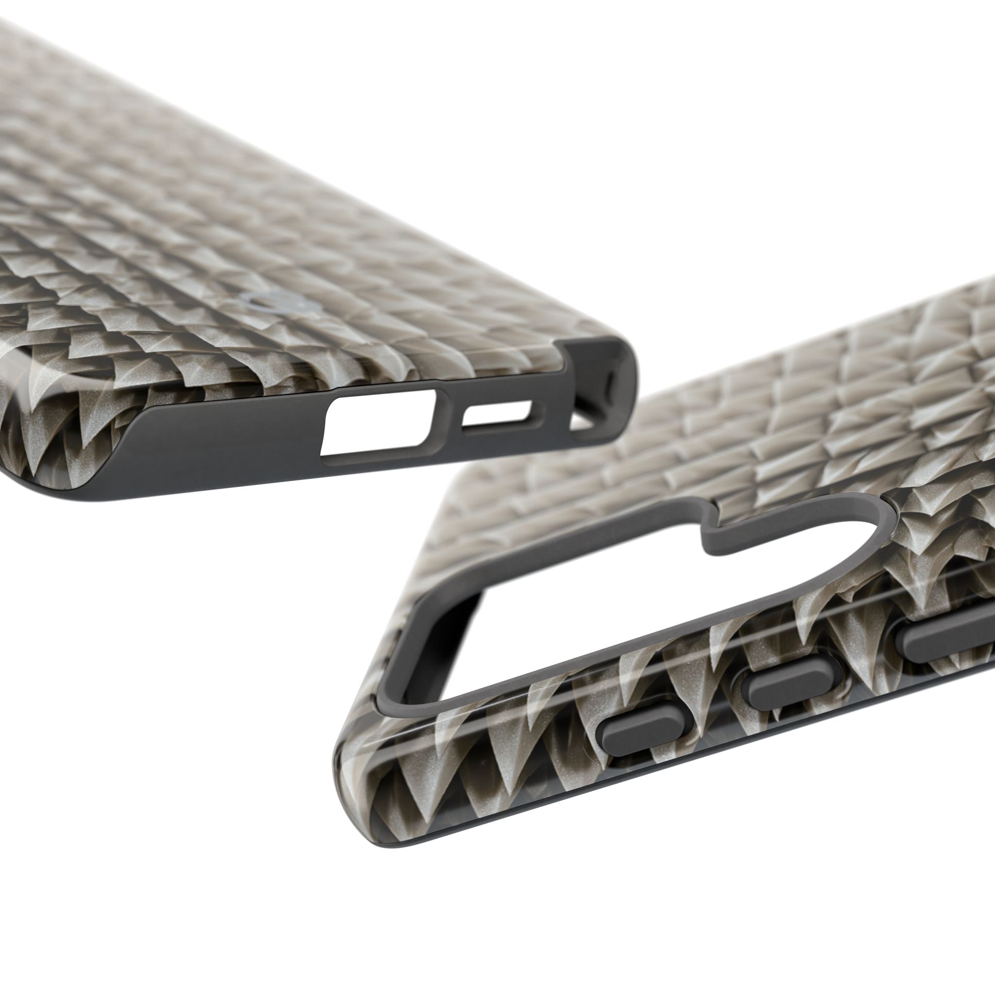 Beige Tough Phone Case for Samsung - Bone Spiked Grid