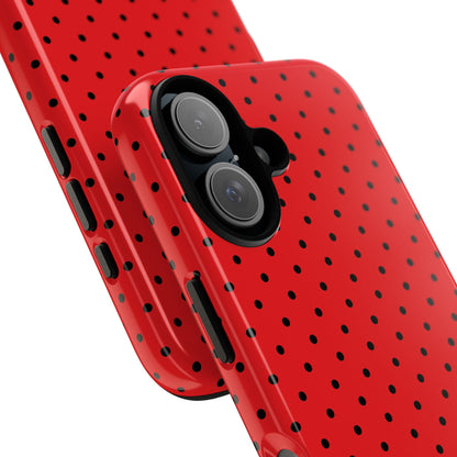 Crimson Dot Matrix iPhone 16 Case - Tough