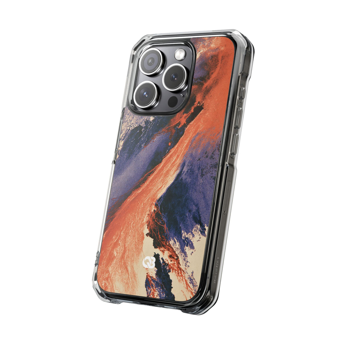 Solar Aura Drift · Clear Impact Magnetic Phone Case for iPhone · Orange