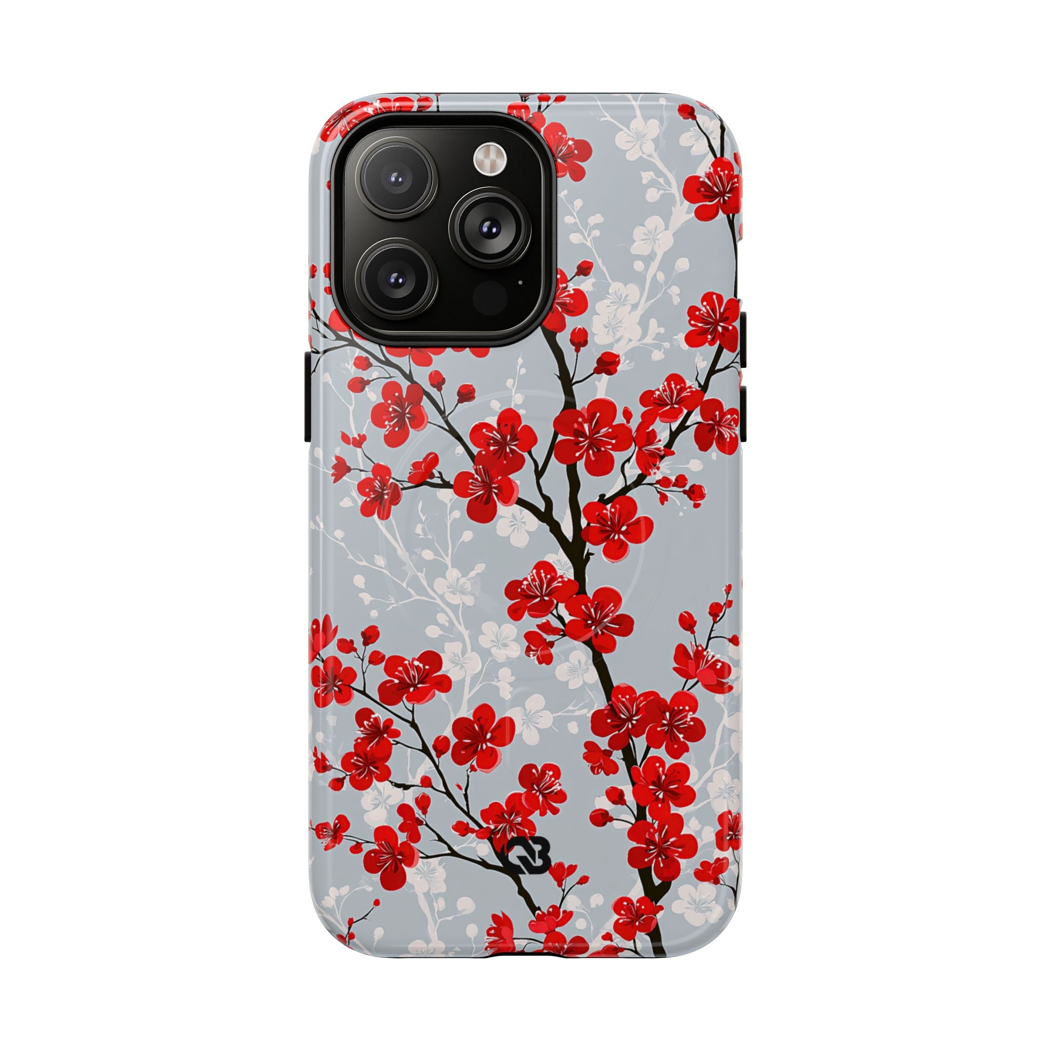Grey Tough 2.0 Magsafe Phone Case for iPhone - Crimson Sakura Slate