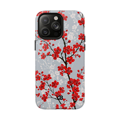Grey Tough 2.0 Magsafe Phone Case for iPhone - Crimson Sakura Slate