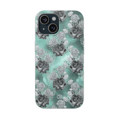Frost Mint Floral · Soft Handyhülle für iPhone