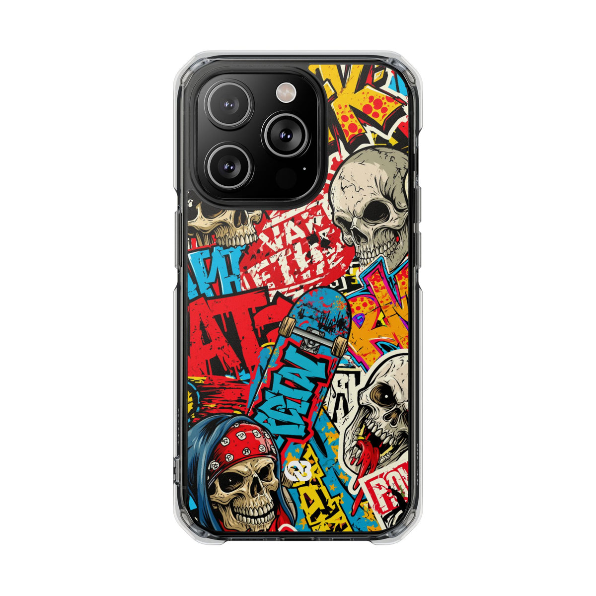 Skate Skull Riot · Clear Impact Magnetic Phone Case for iPhone · Red