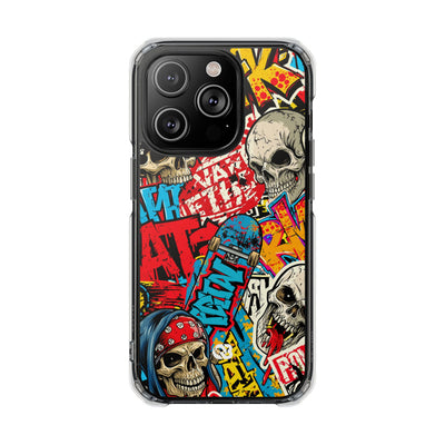Skate Skull Riot · Clear Impact Magnetic Phone Case for iPhone · Red
