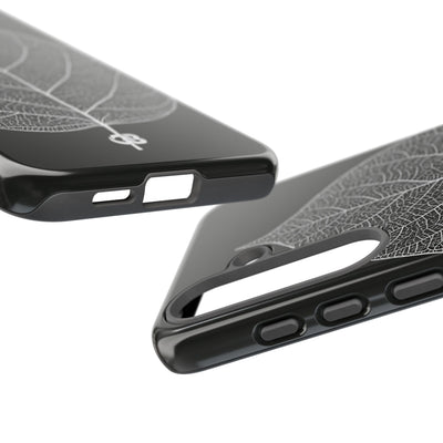 Black Tough Phone Case for Samsung - Bleached Leaf Lattice