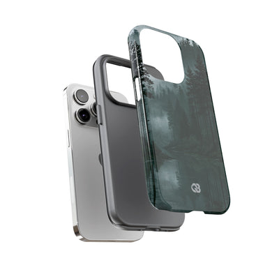 Green Tough Phone Case for iPhone - Misty Evergreen Mirror