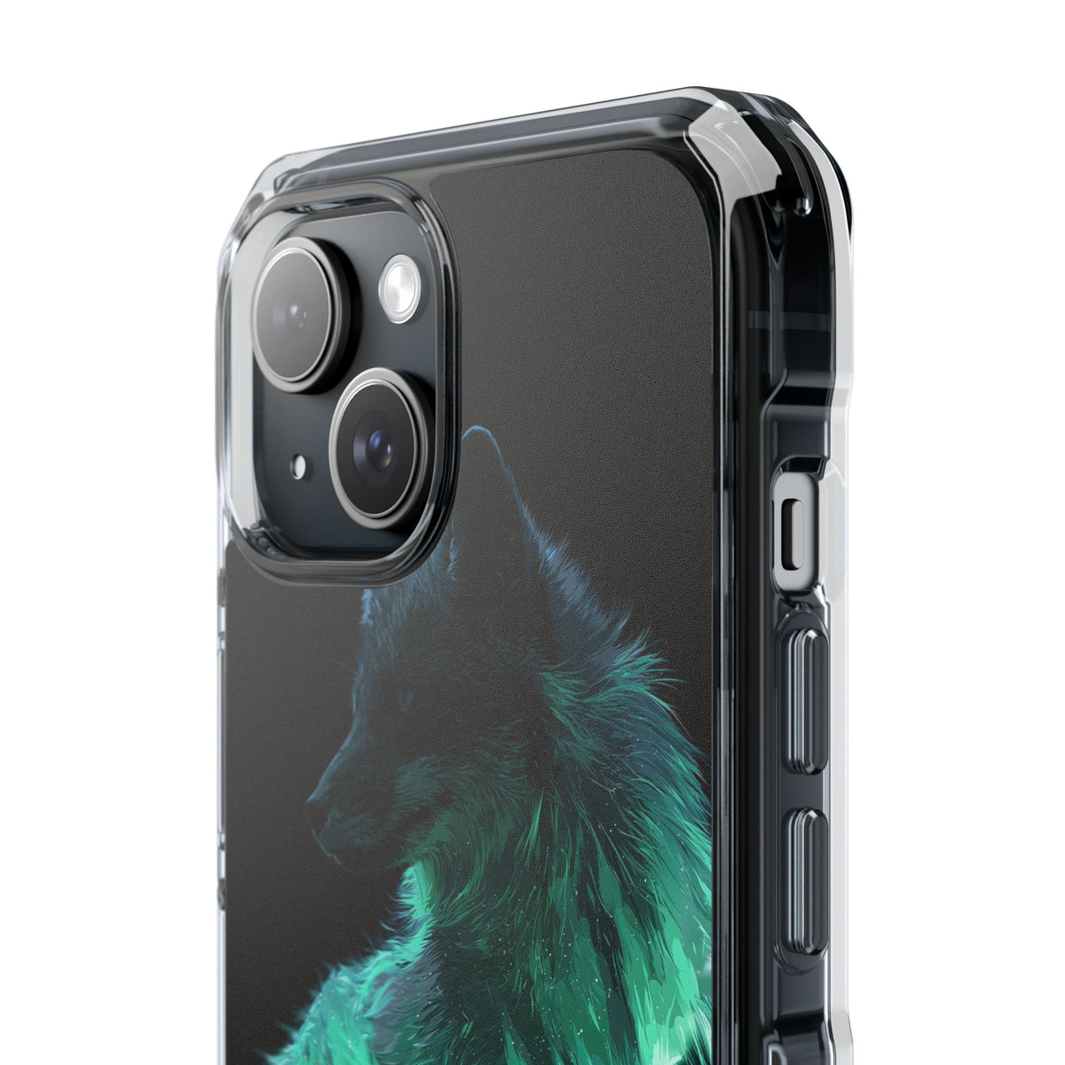 Nordic Aurora Fox · Clear Impact Magnetic Phone Case for iPhone · Teal