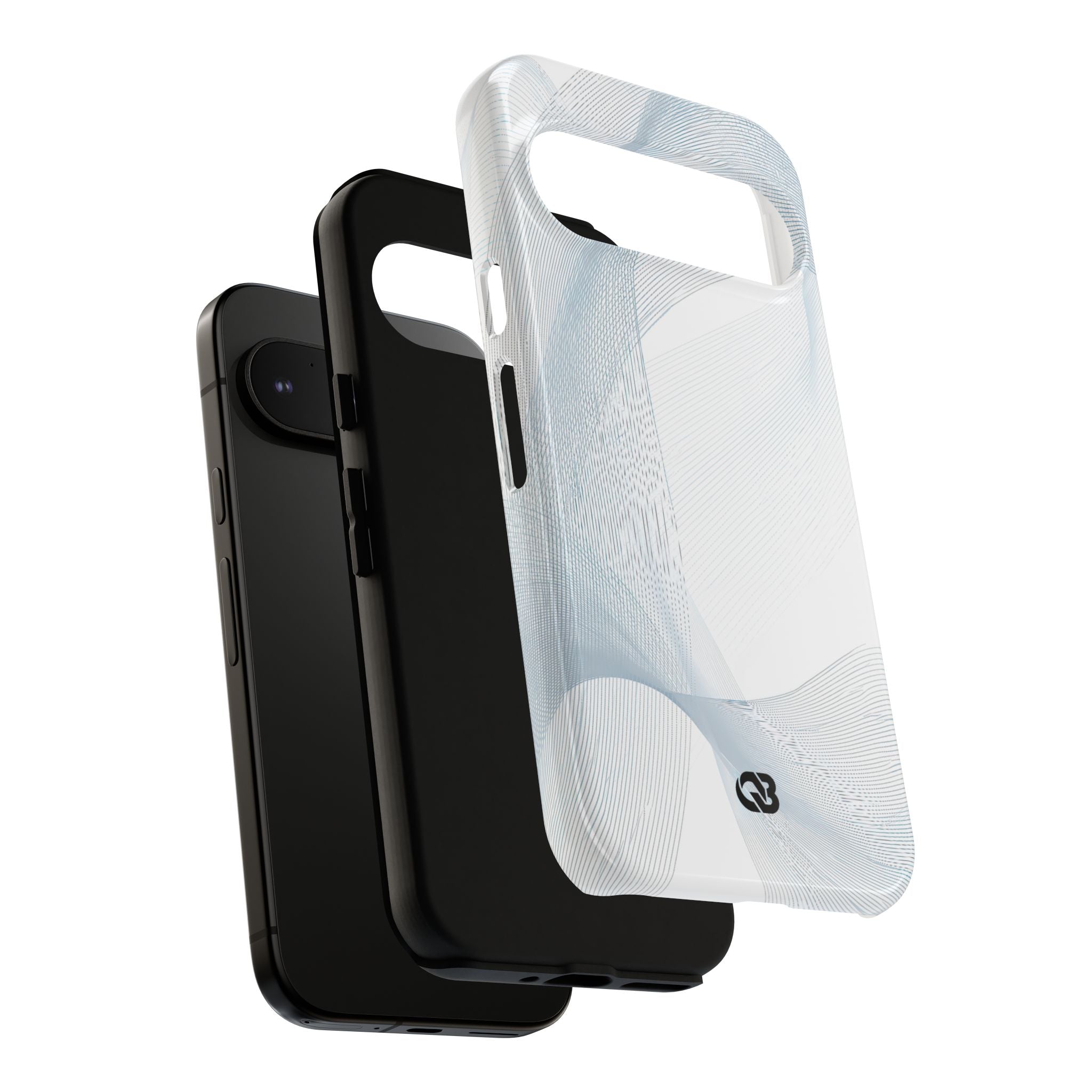 White Tough Phone Case for Google Pixel - Arctic Line Current