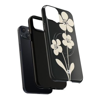 Black Tough 2.0 Magsafe Phone Case for iPhone - Obsidian Cream Bloom