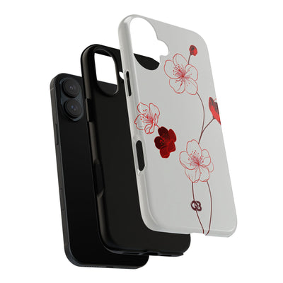 Red Tough Phone Case for iPhone - Kyoto Ember Bloom