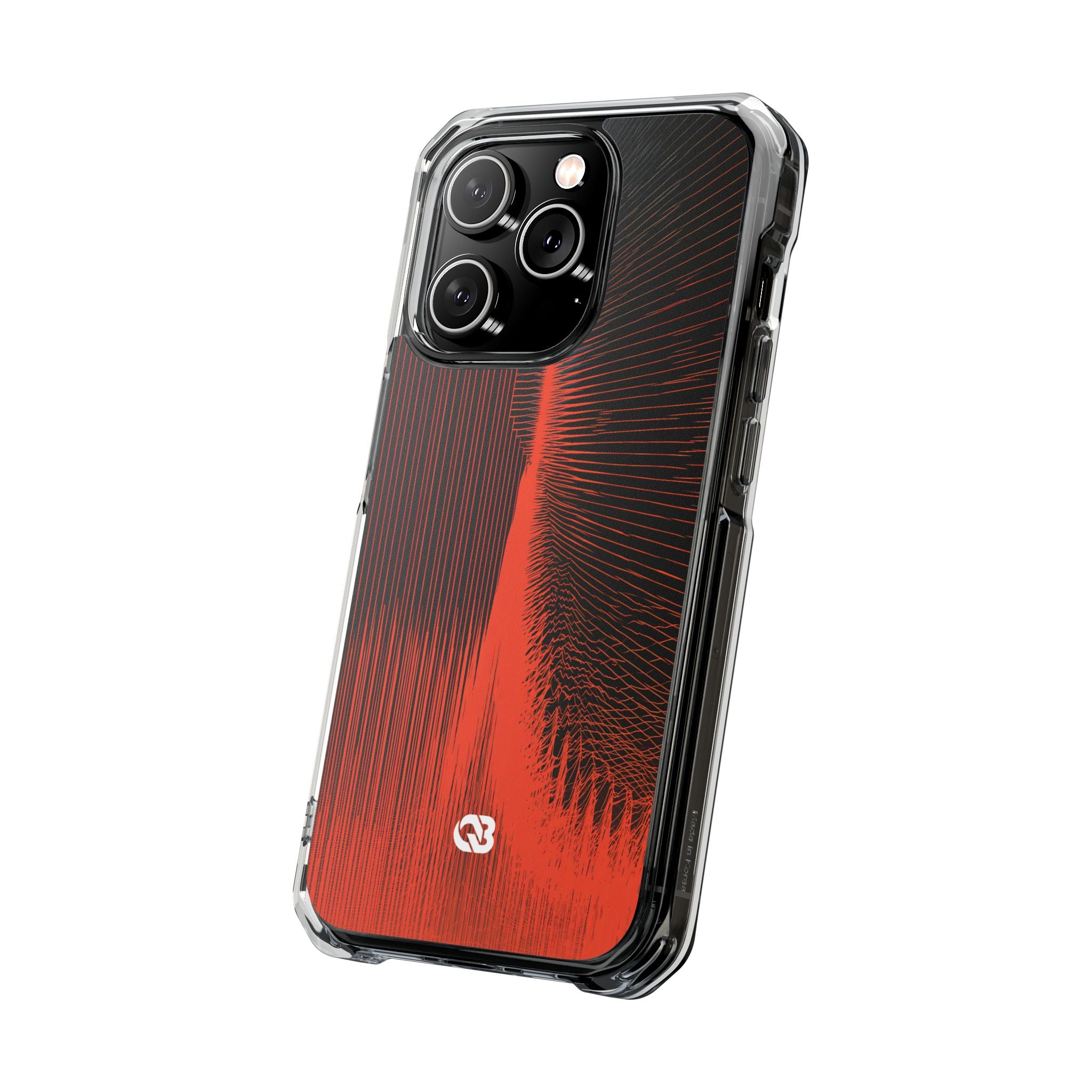 Red Impact MagSafe Phone Case for iPhone - Crimson Frequency Pulse