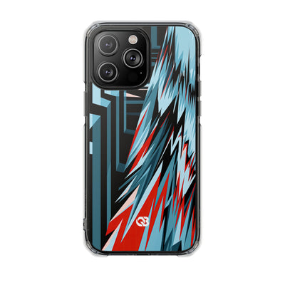 Blue Impact MagSafe Phone Case for iPhone - Glitch Peak Cyan