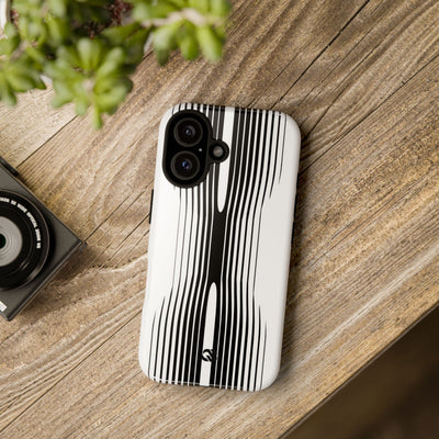 White Tough Phone Case for iPhone - Kinetic Mono Distortion