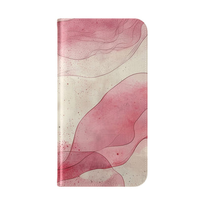 Crimson Ribbon Waves - iPhone 15 Pro Max Case - Wallet