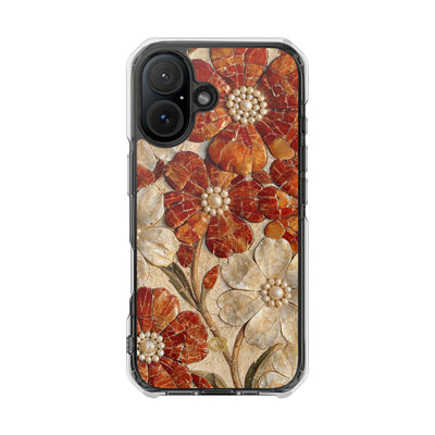Carnelian Pearl Bloom · Clear Impact Magnetic Phone Case for iPhone · Orange