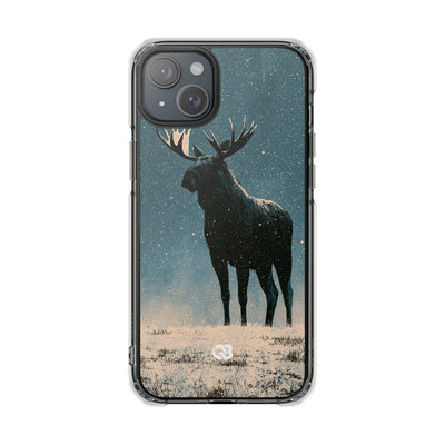Nordic Boreal Moose · Clear Impact Magnetic Phone Case for iPhone · Blue