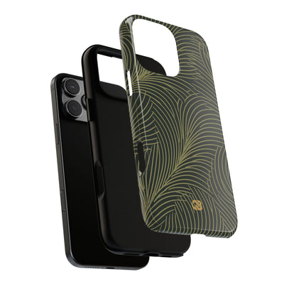 Green Tough Phone Case for iPhone - Dark Olive Plume