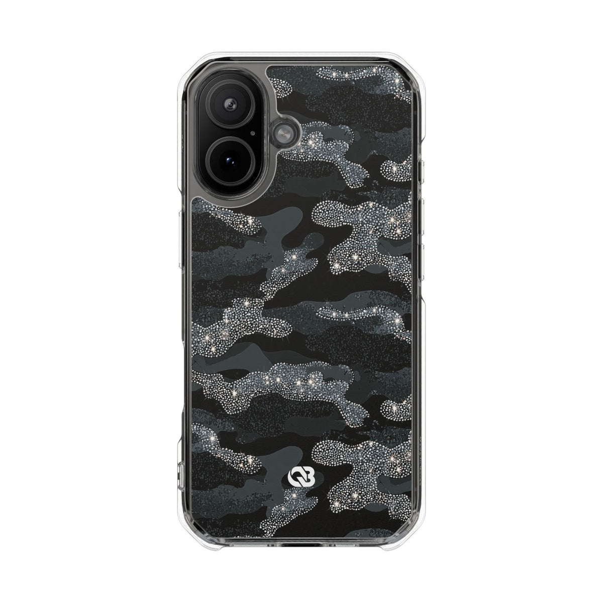 Glitter Shadow Camo · Clear Impact Magnetic Phone Case for iPhone · Black