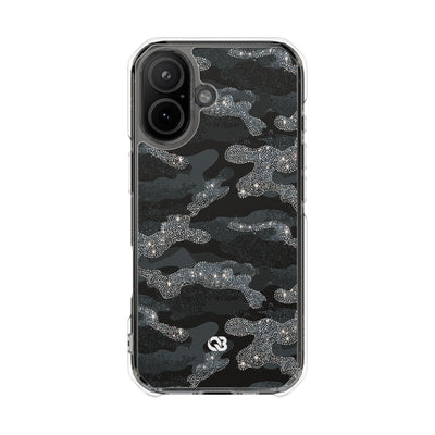 Glitter Shadow Camo · Clear Impact Magnetic Phone Case for iPhone · Black
