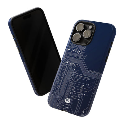 Blue Tough Phone Case for iPhone - Cobalt Data Stream