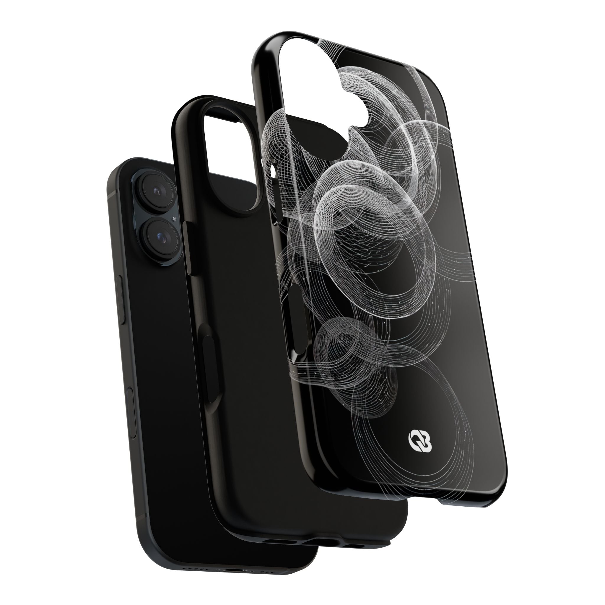 Black Tough Phone Case for iPhone - Kinetic Wireframe Orbit