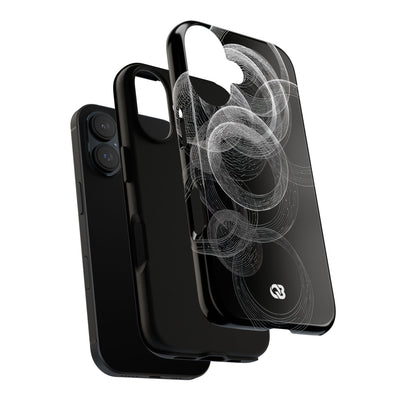 Black Tough Phone Case for iPhone - Kinetic Wireframe Orbit