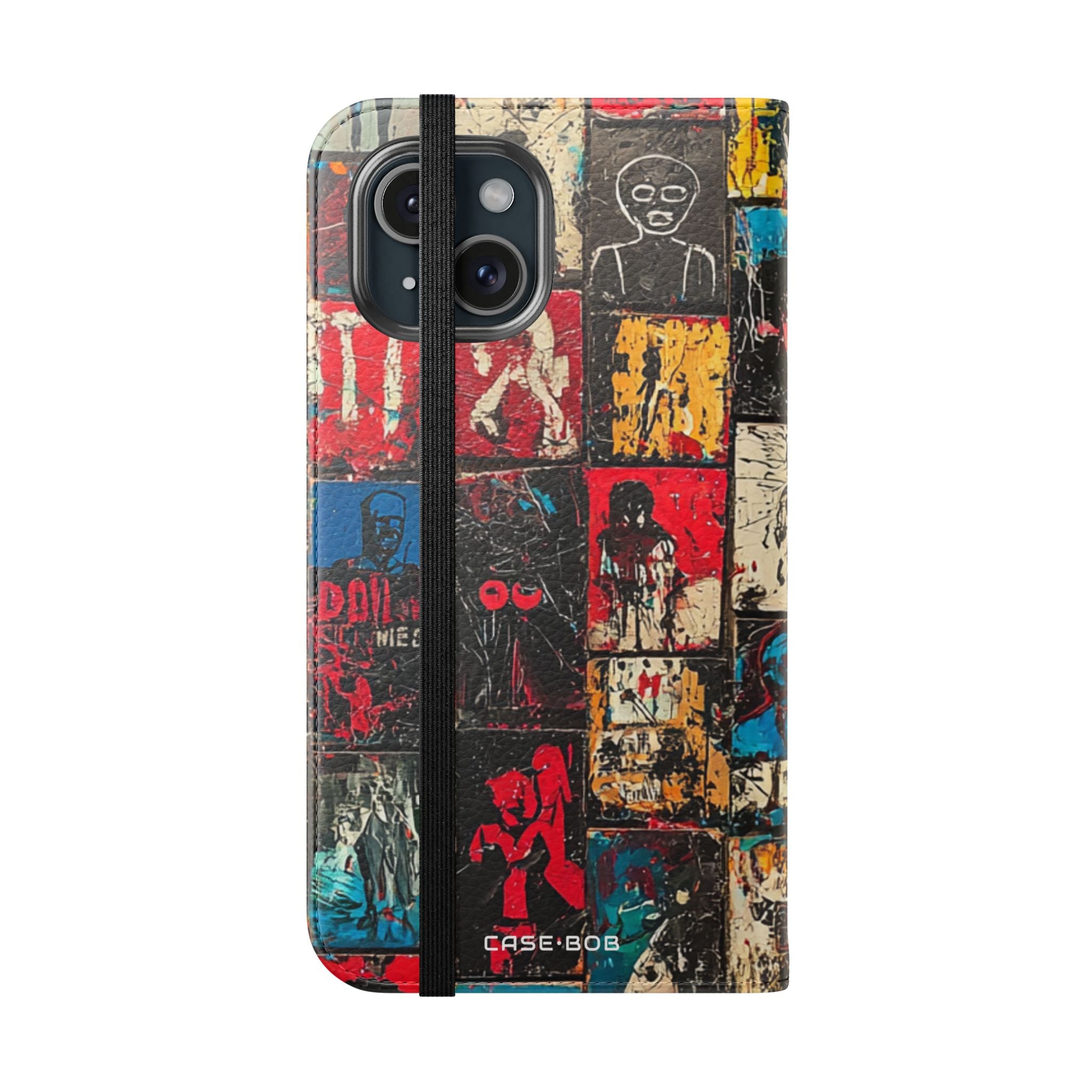 Portrait Grid Crimson - iPhone 15 Case - Wallet