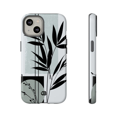 Grey Tough Phone Case for iPhone - Sage Bamboo Noir