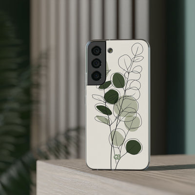 Green Lite Phone Case for Samsung - Muted Eucalyptus Sketch