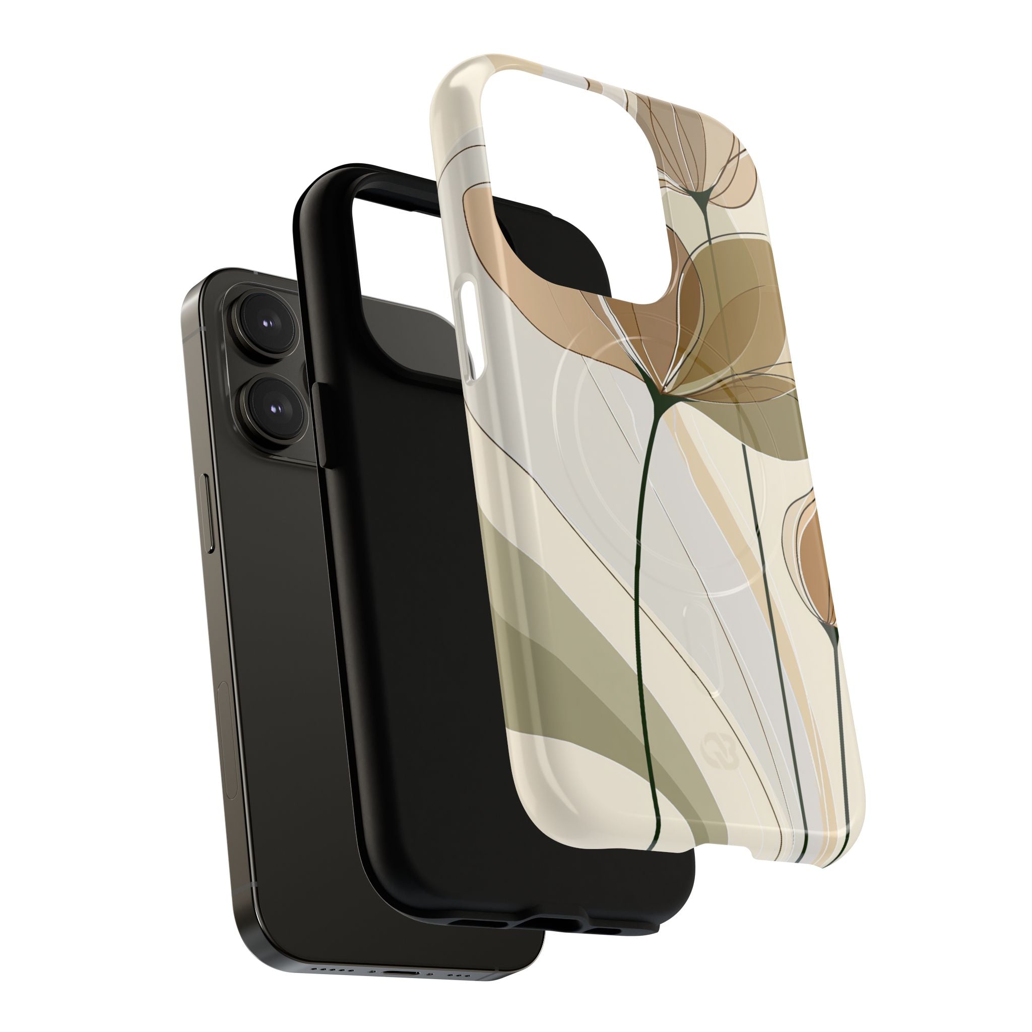 Beige Tough 2.0 Magsafe Phone Case for iPhone - Muted Ochre Petals