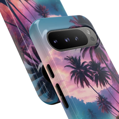 Neon Shore Palms · Tough Handyhülle für Google Pixel