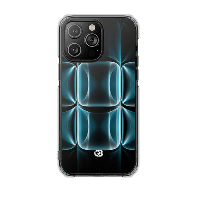 Translucent Cyber Grid · Clear Impact Magnetic Phone Case for iPhone ·  Teal